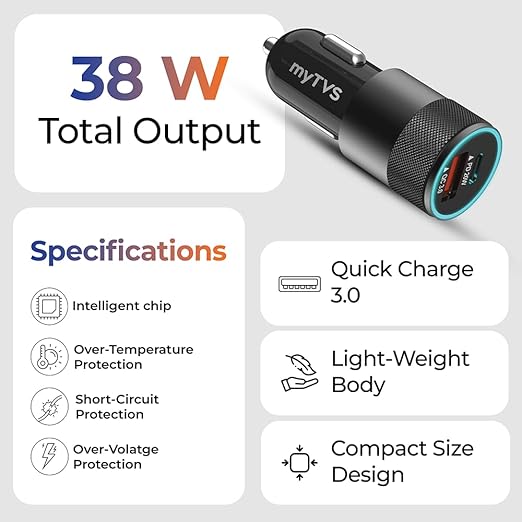 TMC-93 12-24V 38W Dual Output Charger with 3in1 Cable
