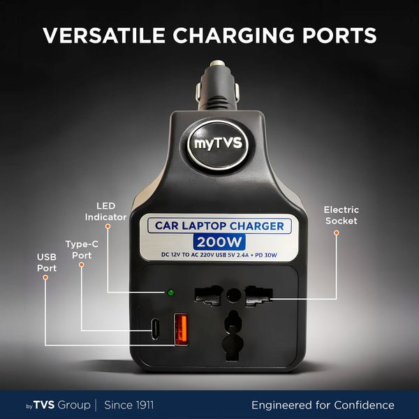 myTVS Car Laptop Charger Type-C (TLC-28B)