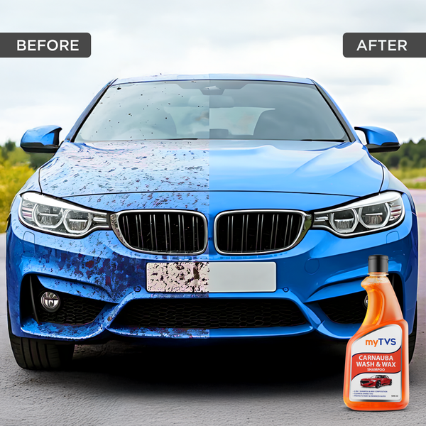 myTVS Car Care Combo Wash & Wax Car Shampoo 500ml with 800 GSM Microfiber Cleaning Cloth 40x40cm | CC-CWS1_MC-1