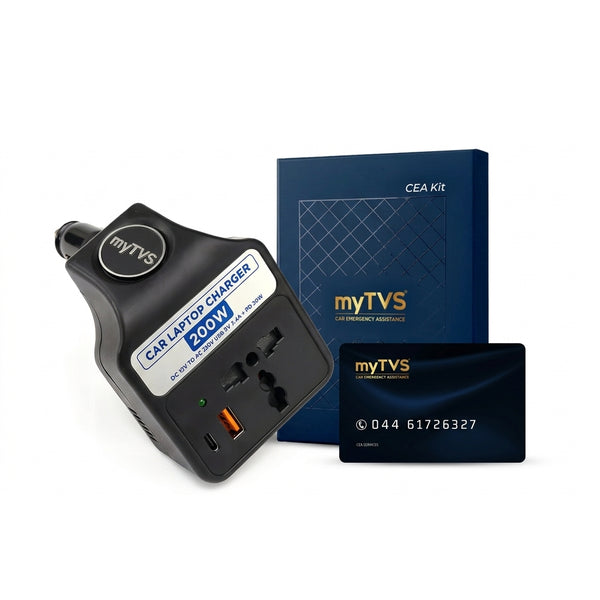 myTVS 200W Car Laptop Charger and Car Emergency Assistance CEA Kit with membership card