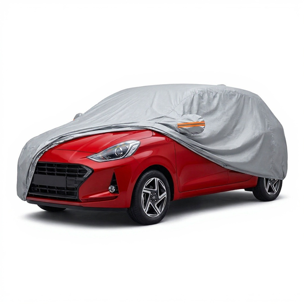 myTVS Waterproof Car Body Cover for Hyundai Grand i10 Nios — fitted on car