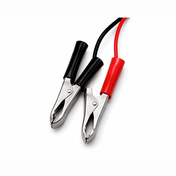 Direct-to-Battery Power Cable — red and black alligator clips for car battery terminals