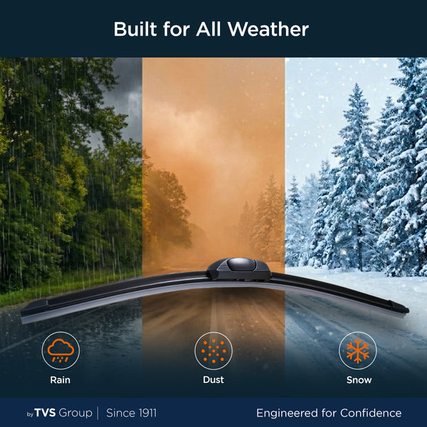 myTVS Frameless Wiper Blades - built for all weather - rain dust snow