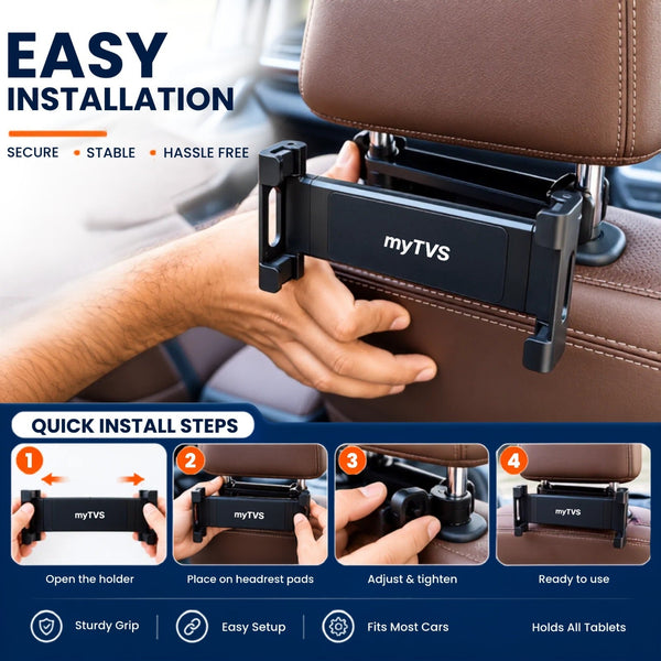 myTVS MH-5 backseat tablet holder installation in four steps