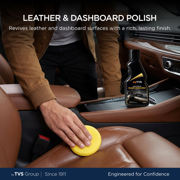 myTVS Leather and Dashboard Polish bottle for car interior seats and dashboard shine