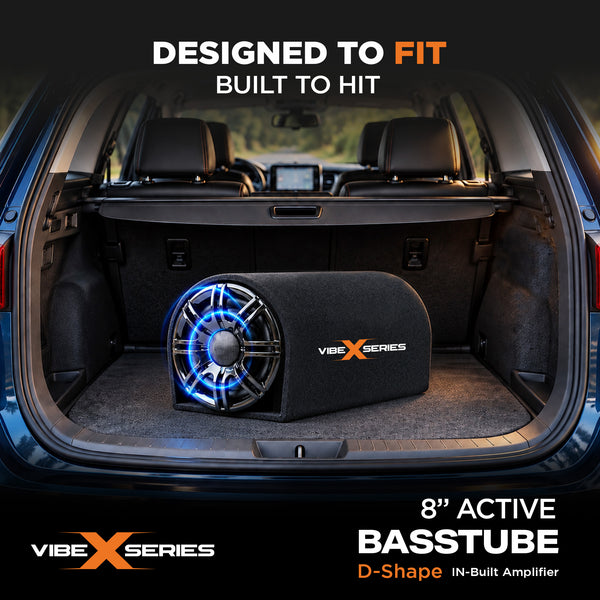 Vibe X 20.32 cm (8") D-Shape Active Bass Tube fitted in a car boot