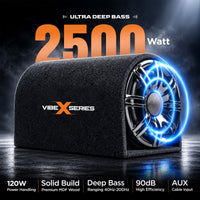 Vibe X 25.4 cm (10") D-Shape Active Bass Tube – 2500W peak, 120W RMS, 40Hz–200Hz deep bass