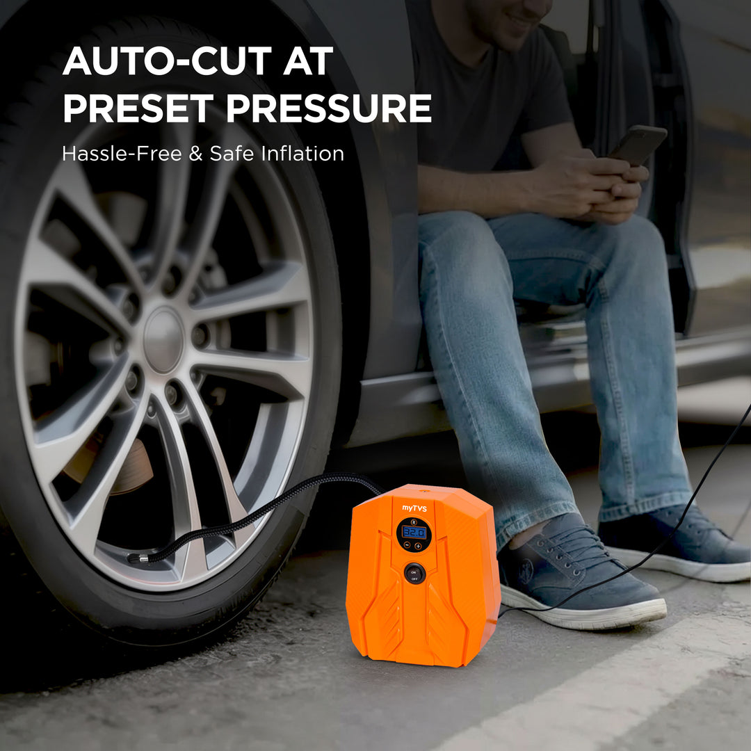 myTVS TI-16 Air Champ Digi Tyre Inflator for Car with Digital Auto-Stop