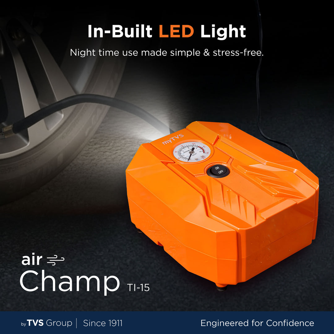 myTVS TI-15 Air Champ Analog Car Tyre Inflator | Portable & Durable