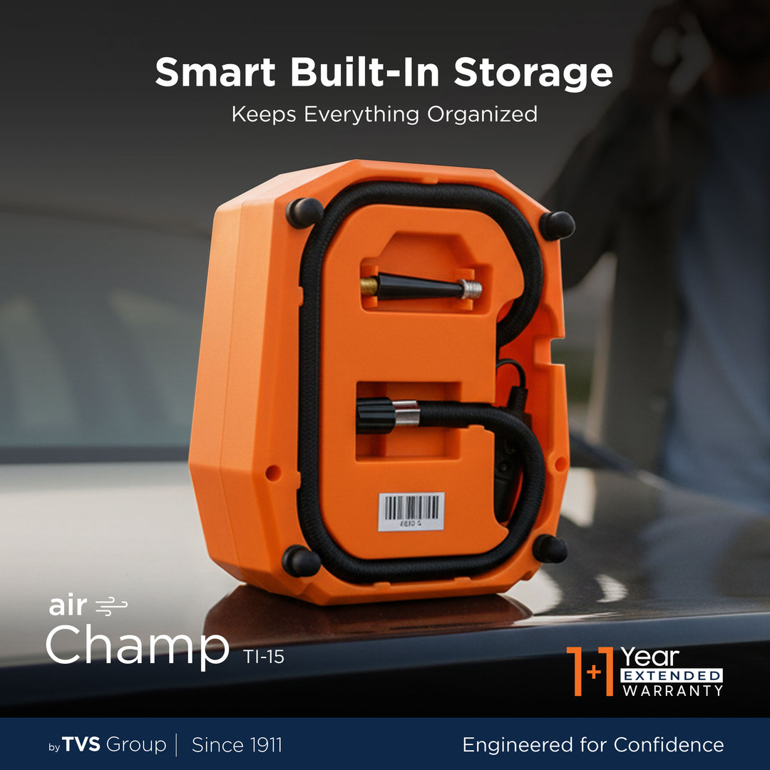 myTVS TI-15 Air Champ Analog Car Tyre Inflator | Portable & Durable