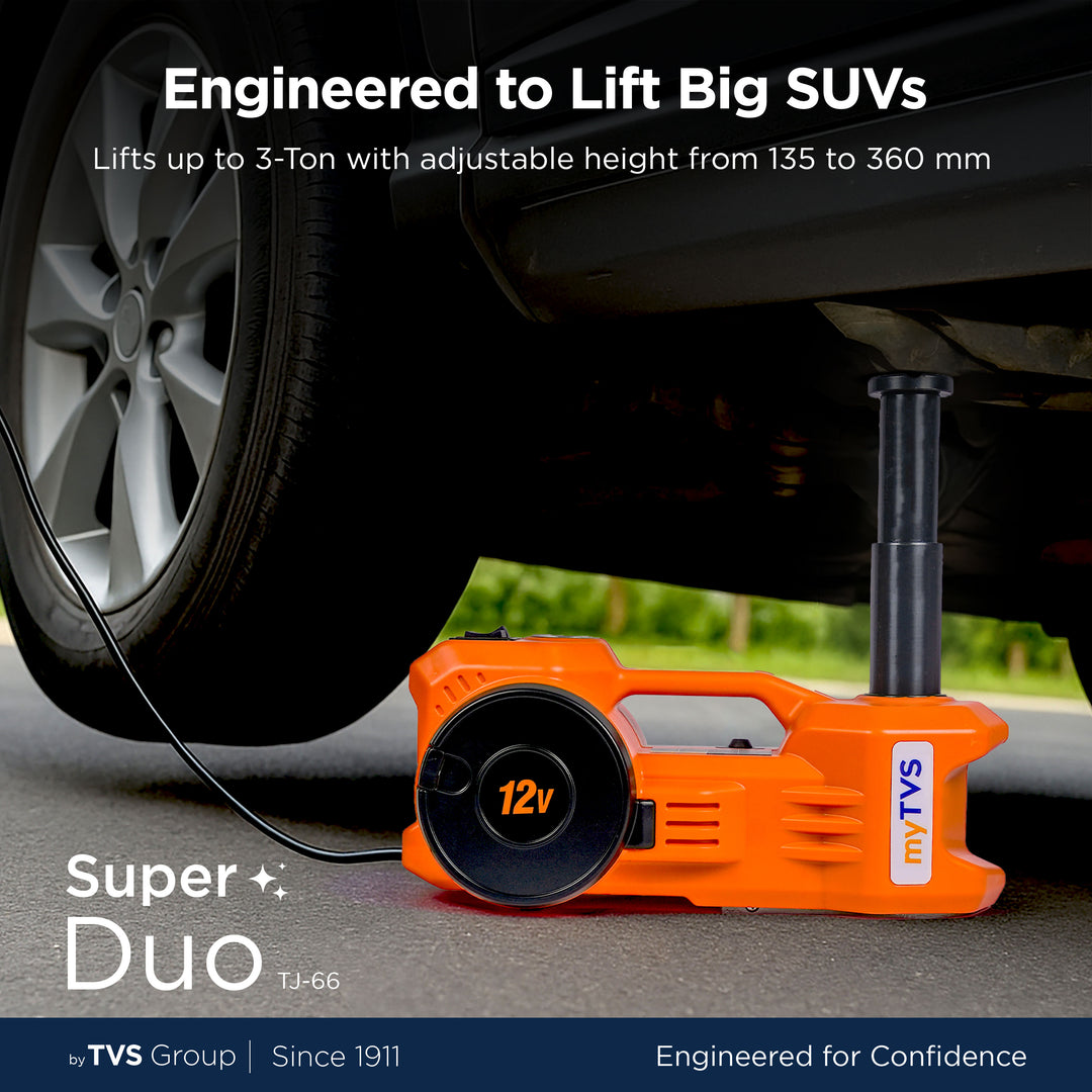 myTVS TJ-66 Super Duo Electric Jack with Tyre Inflator 150 Ps