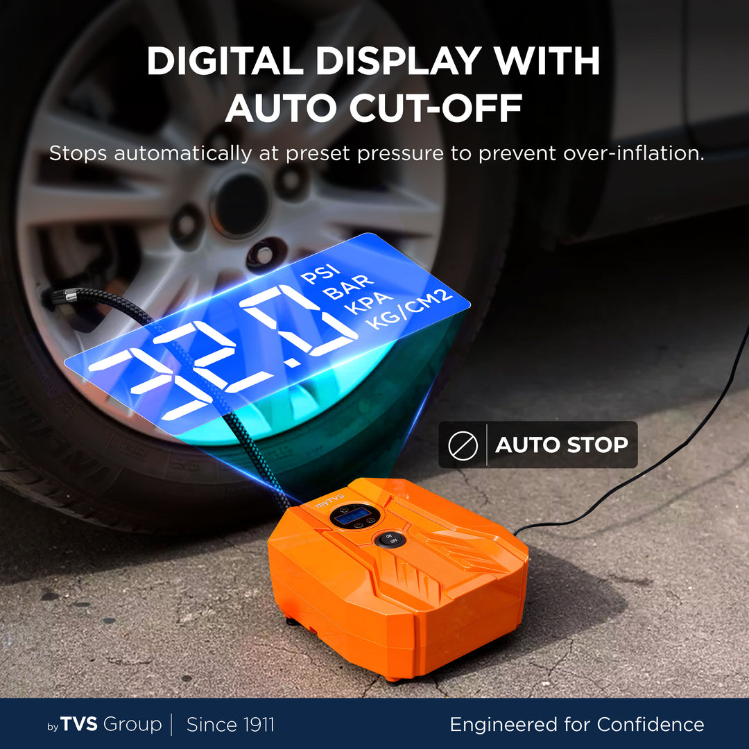 myTVS TI-16 Air Champ Digi Tyre Inflator for Car with Digital Auto-Stop