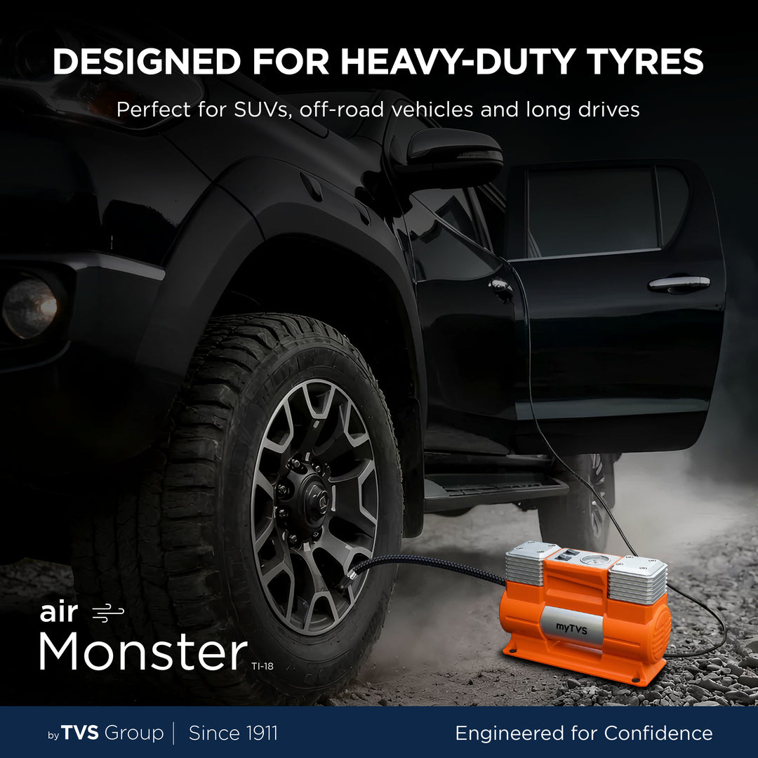 myTVS TI-18 air Monster Dual Cylinder Tyre Inflator (150 Psi)