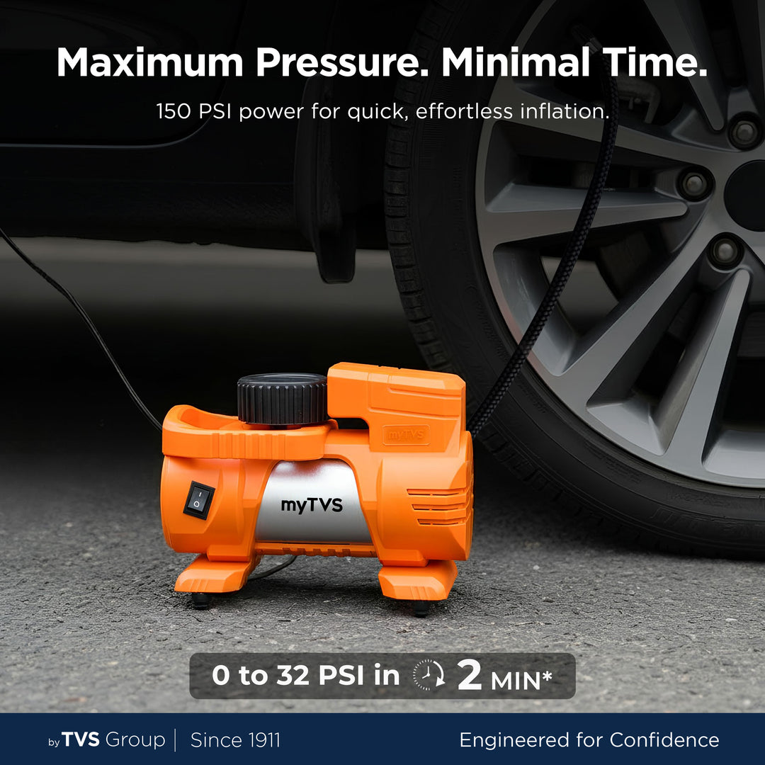 myTVS TI-9 Air Thunder | Analog Heavy Duty Tyre Infltor for Car 150 Psi