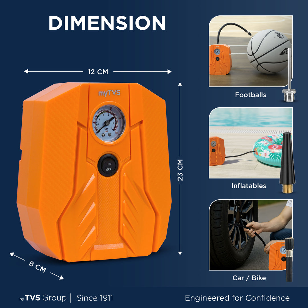 myTVS TI-15 Air Champ Analog Car Tyre Inflator | Portable & Durable