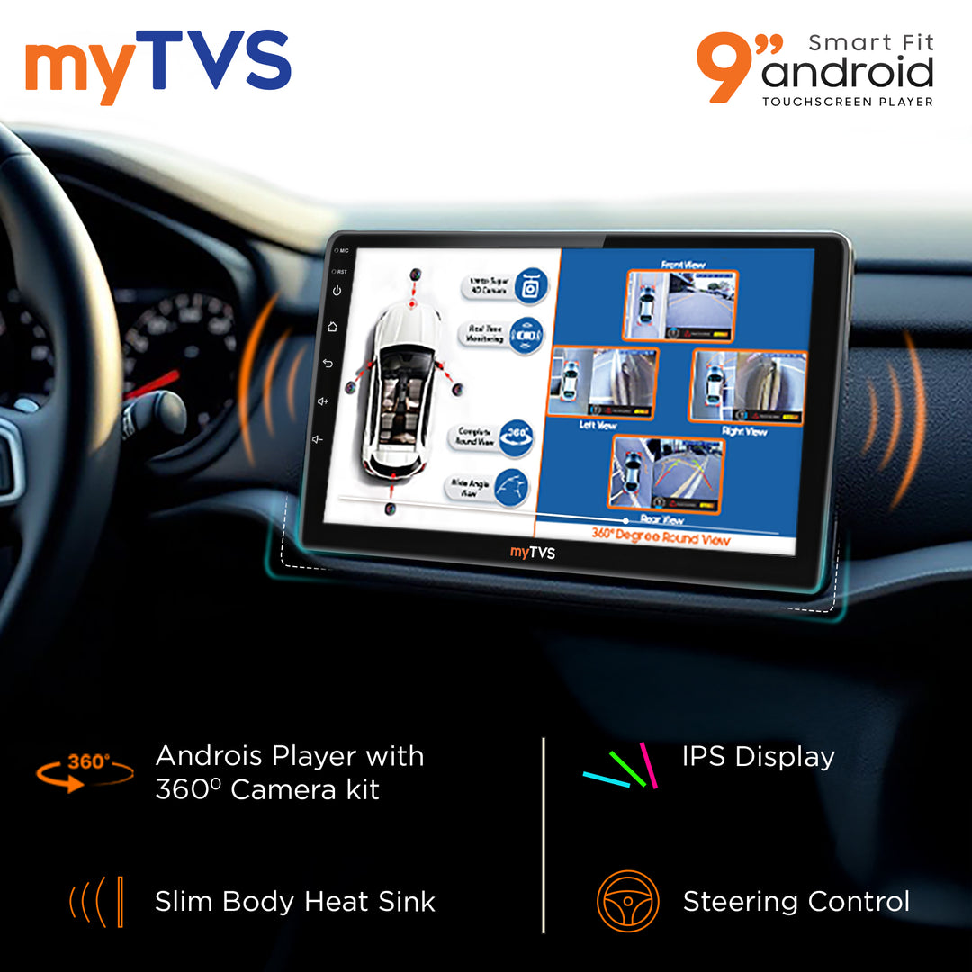 myTVS T5L AP-92-4GB/64GB 9" SMART TRACK Player with 4G Dongle & 360D Camera