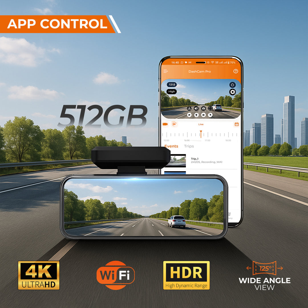 DVR-04 Dashcam Pro Plus 4K Front Rear DVR with Wi-Fi