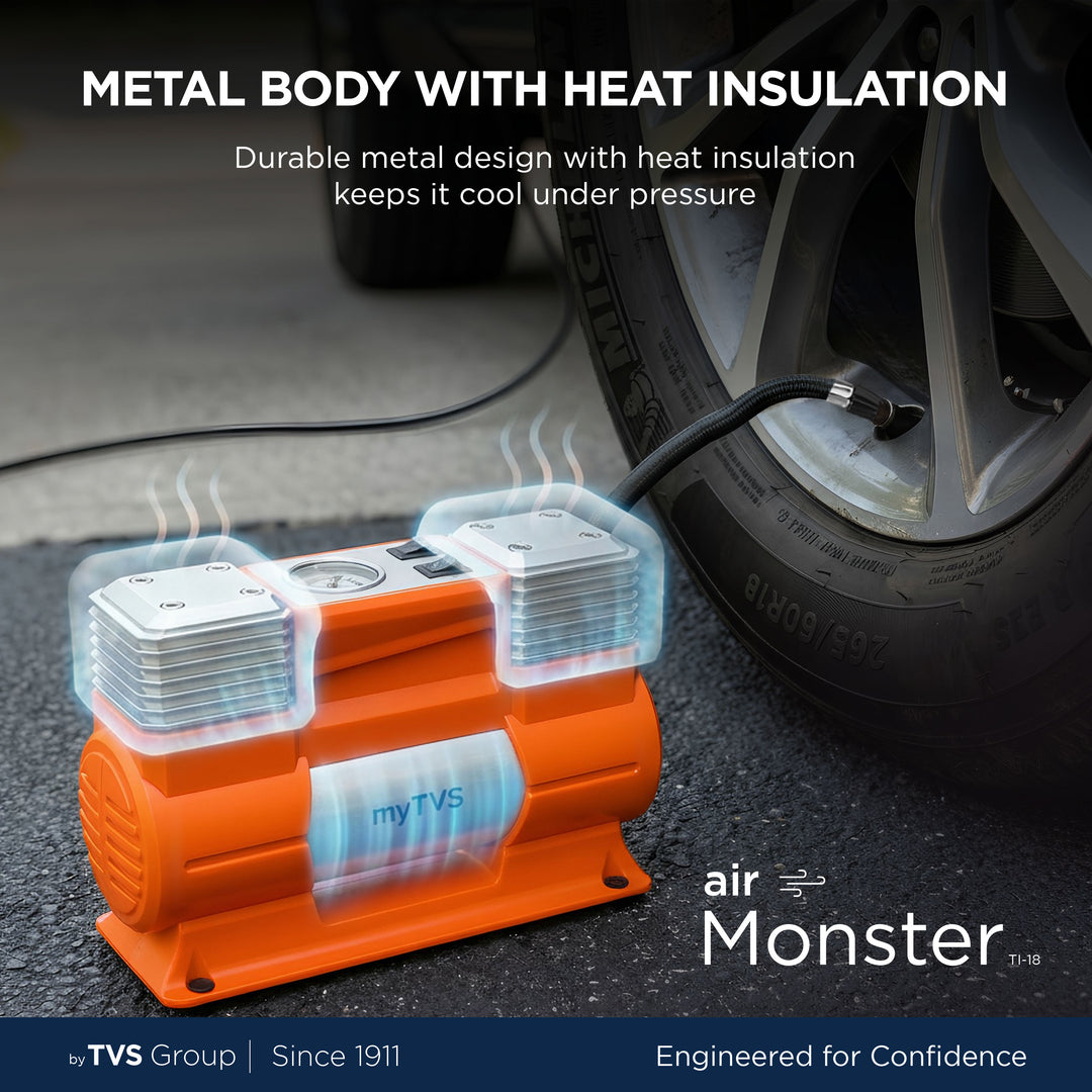 myTVS TI-18 air Monster Dual Cylinder Tyre Inflator (150 Psi)