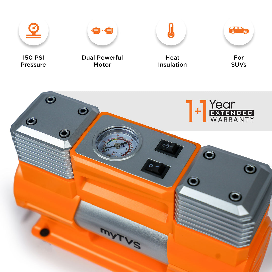 myTVS TI-18 air Monster Dual Cylinder Tyre Inflator (150 Psi)
