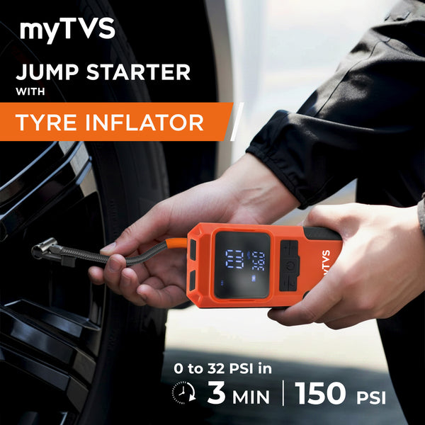 myTVS JS-1 Jump-n-Pump Portable Jump Starter with Tyre Inflator & Power Bank