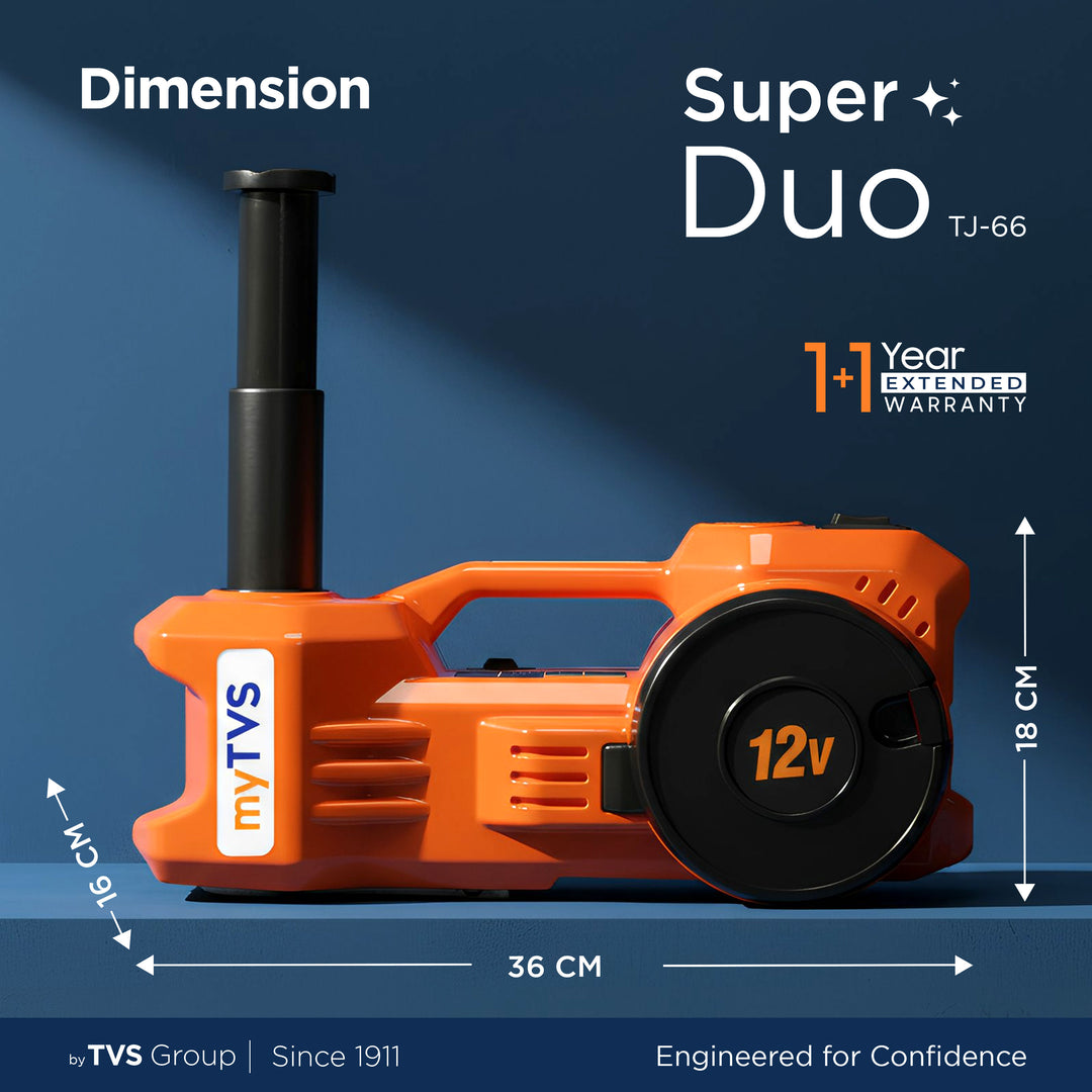 myTVS TJ-66 Super Duo Electric Jack with Tyre Inflator 150 Ps