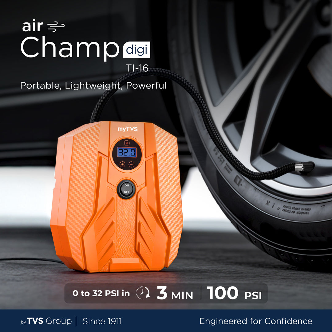 myTVS TI-16 Air Champ Digi Tyre Inflator for Car with Digital Auto-Stop