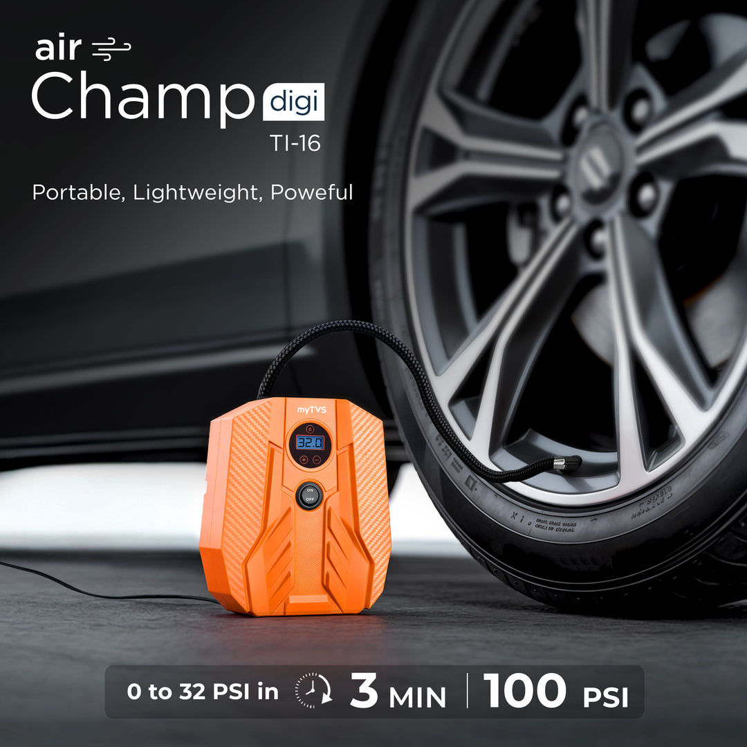 myTVS TI-16 Air Champ Digi Tyre Inflator for Car with Digital Auto-Stop