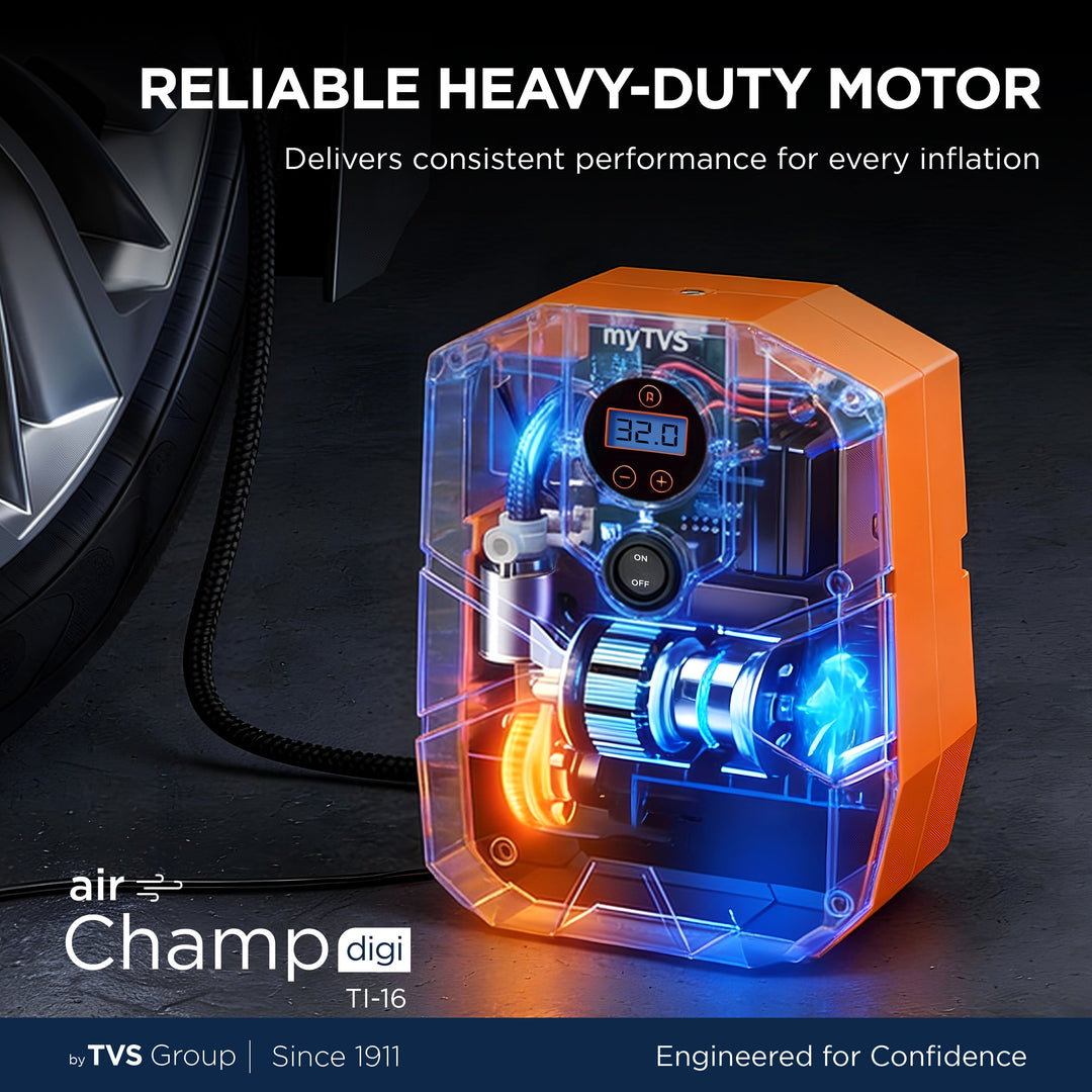 myTVS TI-16 Air Champ Digi Tyre Inflator for Car with Digital Auto-Stop