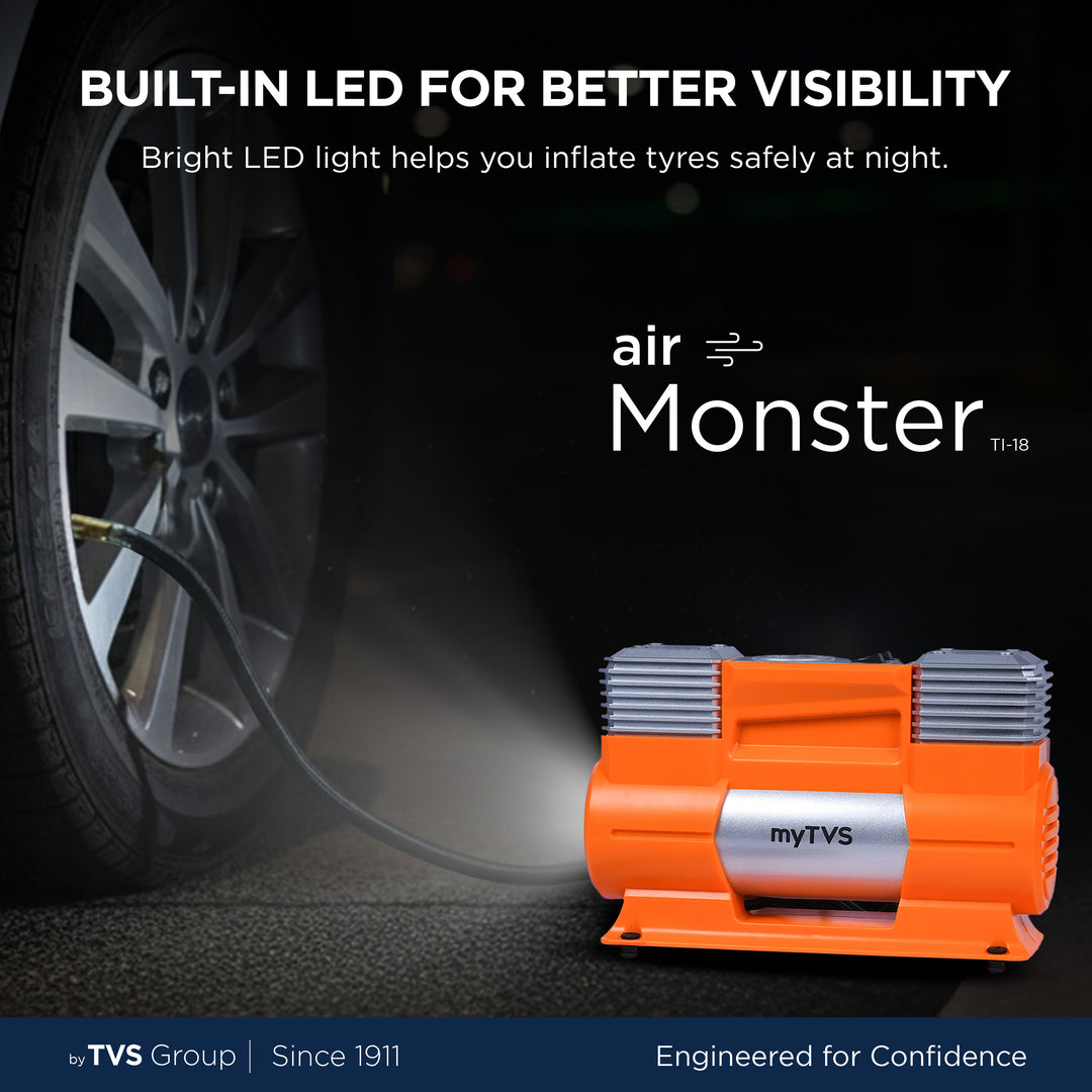 myTVS TI-18 air Monster Dual Cylinder Tyre Inflator (150 Psi)