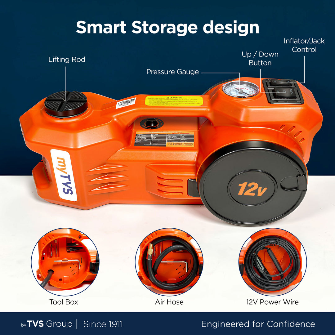myTVS TJ-66 Super Duo Electric Jack with Tyre Inflator 150 Ps