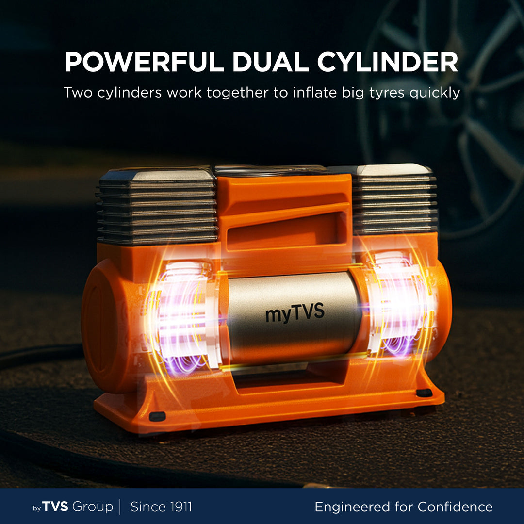 myTVS TI-18 air Monster Dual Cylinder Tyre Inflator (150 Psi)