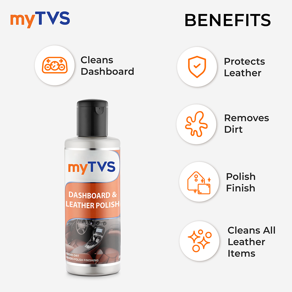 myTVS Car Care Combo Car Dashboard Polish 200ml with 800 GSM Microfiber Cleaning Cloth 40x40cm | CC-DLP1_MC-1