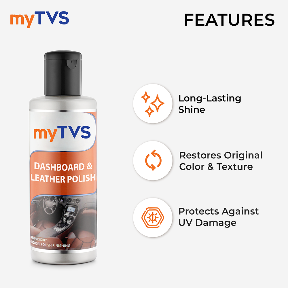 myTVS Car Care Combo Car Dashboard Polish 200ml with 800 GSM Microfiber Cleaning Cloth 40x40cm | CC-DLP1_MC-1