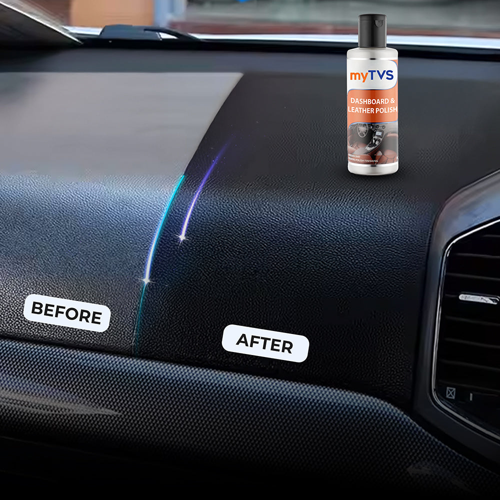 myTVS Car Care Combo Car Dashboard Polish 200ml with 800 GSM Microfiber Cleaning Cloth 40x40cm | CC-DLP1_MC-1