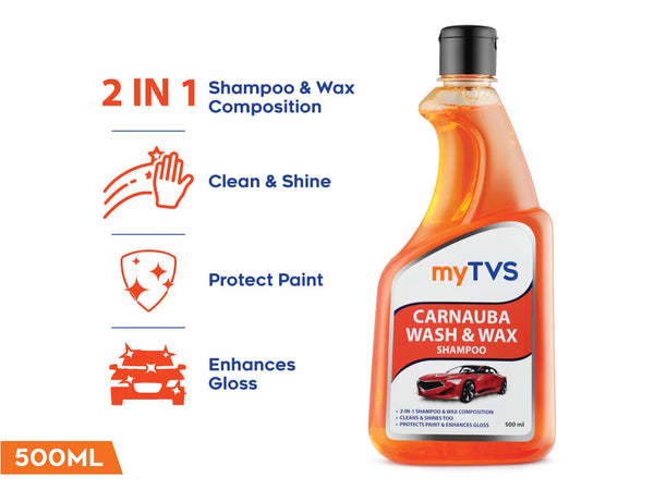 myTVS Car Care Combo Car Glass Cleaner 500ml with Wash & Wax Shampoo 500ml | CC-GC1_CC-CWS1
