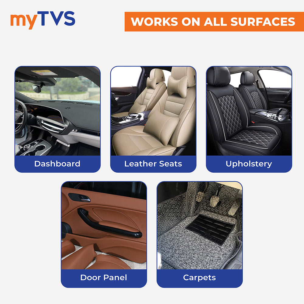 myTVS Car Care Combo Multi-Purpose Interior Cleaner 500ml with 800 GSM Microfiber Cleaning Cloth 40x40cm | CC-MIC1_MC-1