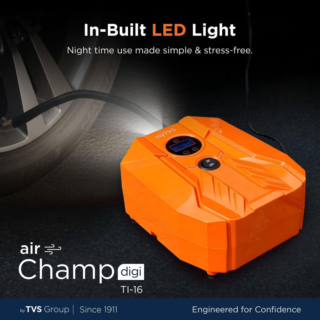 myTVS TI-16 Air Champ Digi Tyre Inflator for Car with Digital Auto-Stop