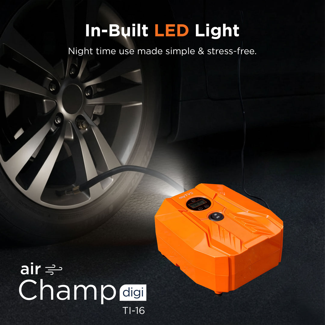 myTVS TI-16 Air Champ Digi Tyre Inflator for Car with Digital Auto-Stop