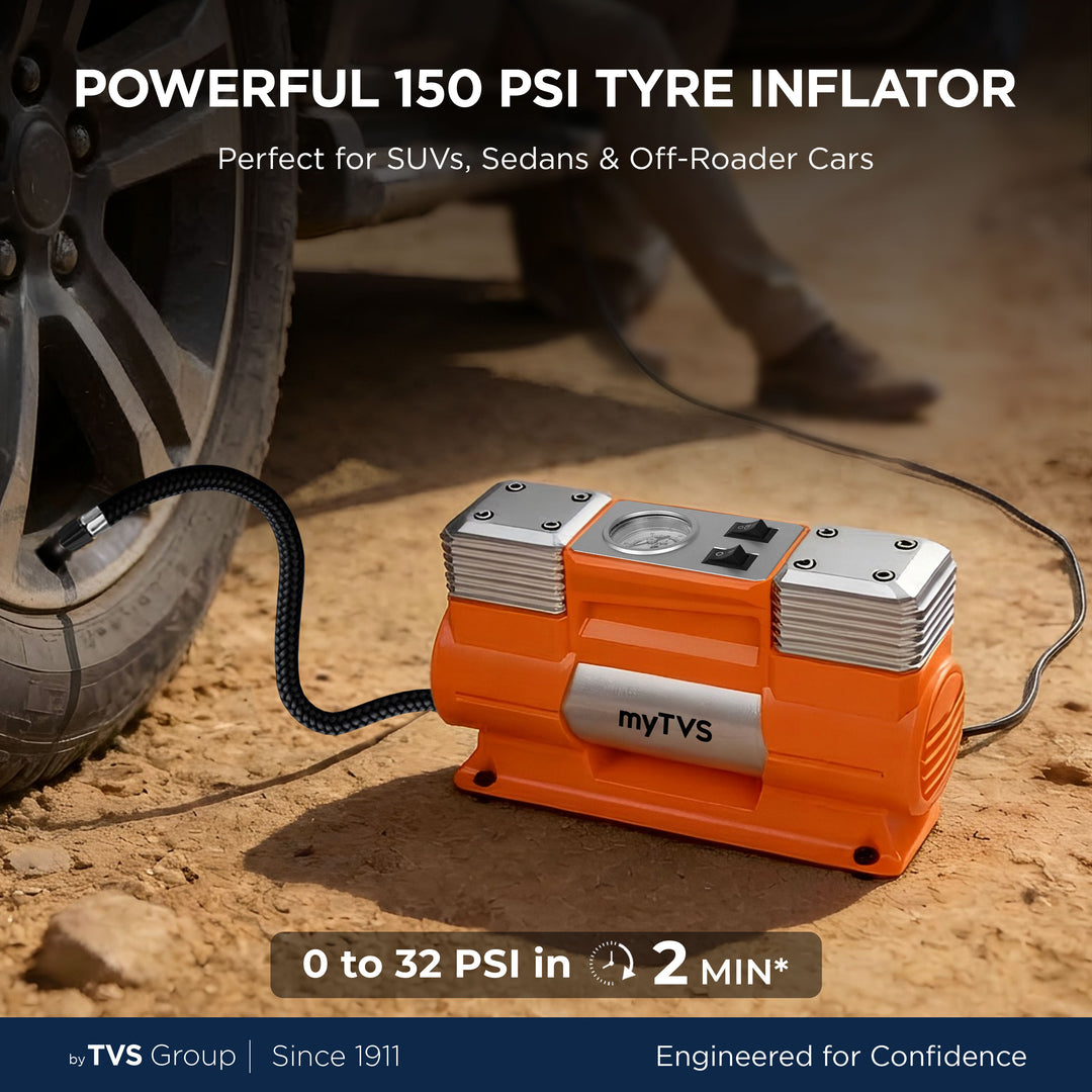 myTVS TI-18 air Monster Dual Cylinder Tyre Inflator (150 Psi)