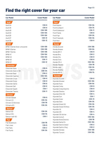 Car body cover size compatibility chart - Page 1 of 3
