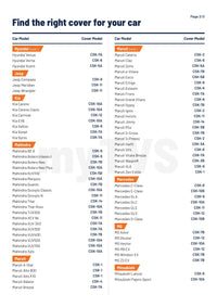 Car body cover size compatibility chart - Page 2 of 3