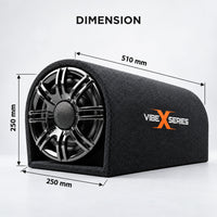 Vibe X 20.32 cm (8") D-Shape Active Bass Tube dimensions – 510 x 250 x 250 mm