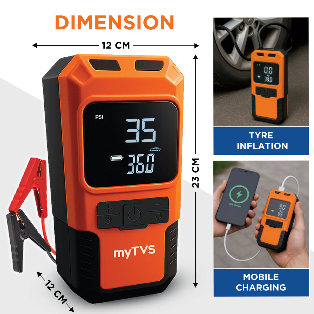 JS-1 Compact 3-in-1 Jump starter FOR CAR with Tyre Inflator & Power Bank