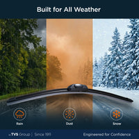 myTVS Frameless Wiper Blades - built for all weather - rain dust snow