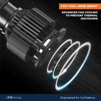 myTVS Hawk Eye Plus 152W LED8 headlight — black heatsink body