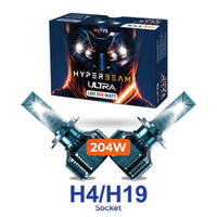 myTVS Hyperbeam Ultra 204W LED H4/H19 headlight bulb pair — 6000K cool white