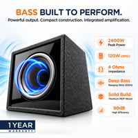 Vibe X 20.32 cm (8") Active Bass Box – 2400W peak, 120W RMS, 35Hz–200Hz deep bass
