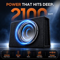 Vibe X 25.4 cm (10") Slim Active Enclosure – 2100W peak, 120W RMS, 4 Ohms, 40Hz deep bass